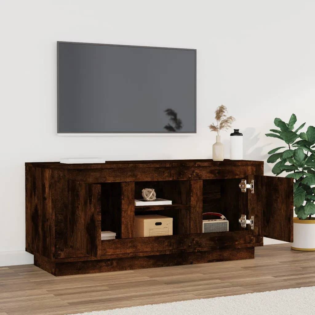 Füstös tölgyszínű szerelt fa tv-szekrény 102 x 35 x 45 cm Füstös tölgyszínű szerelt fa tv-szekrény 102 x 35 x 45 cm