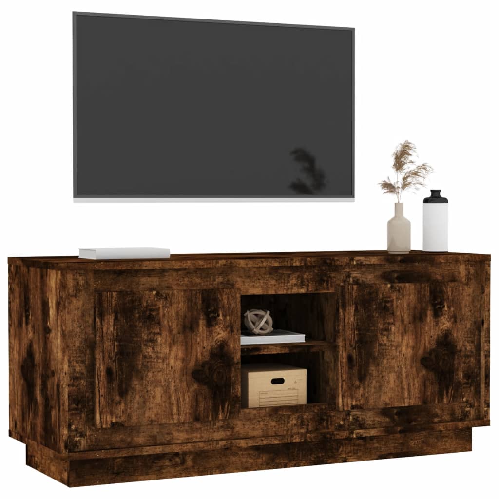 Füstös tölgyszínű szerelt fa tv-szekrény 102 x 35 x 45 cm Füstös tölgyszínű szerelt fa tv-szekrény 102 x 35 x 45 cm