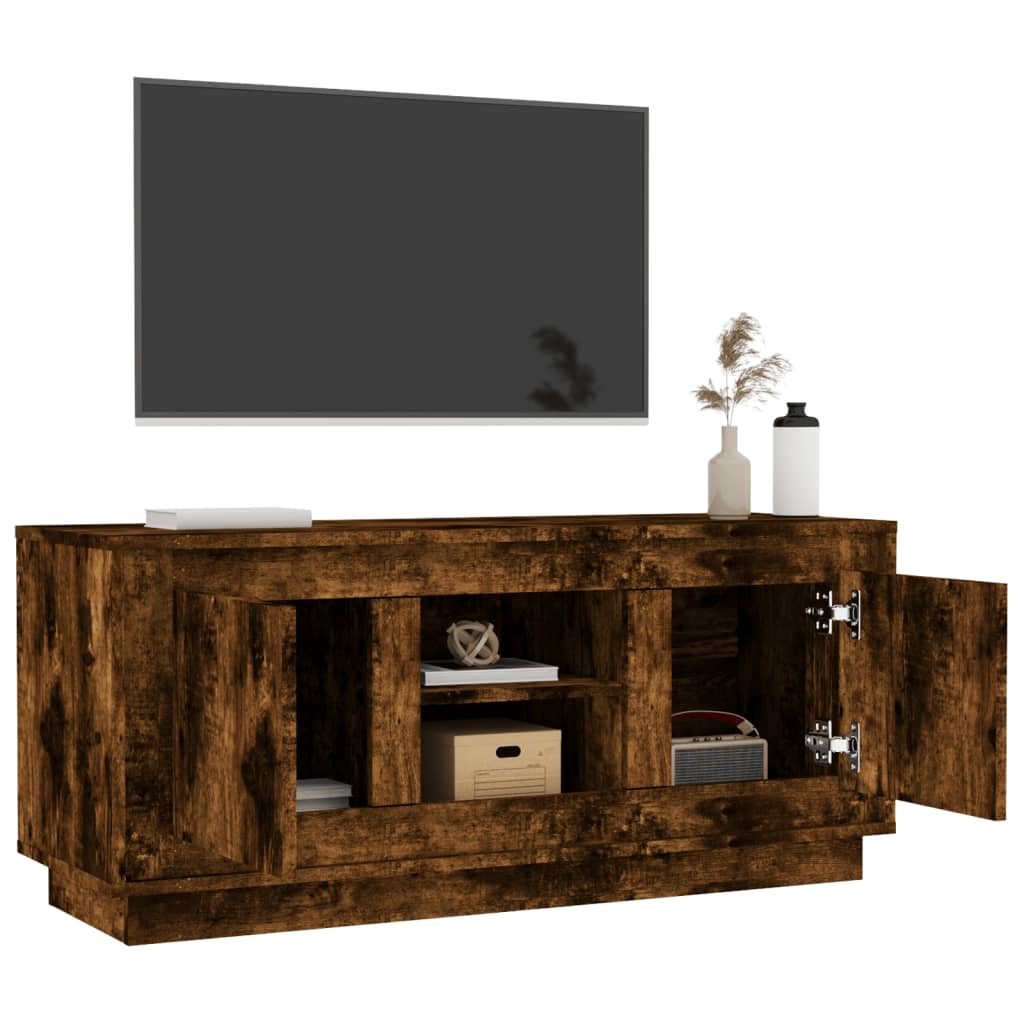 Füstös tölgyszínű szerelt fa tv-szekrény 102 x 35 x 45 cm Füstös tölgyszínű szerelt fa tv-szekrény 102 x 35 x 45 cm