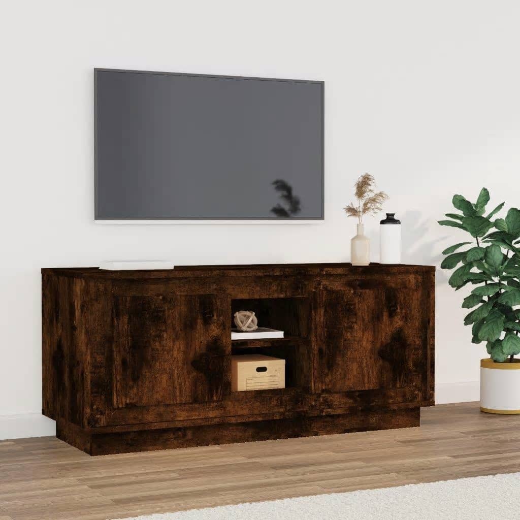 Füstös tölgyszínű szerelt fa tv-szekrény 102 x 35 x 45 cm Füstös tölgyszínű szerelt fa tv-szekrény 102 x 35 x 45 cm