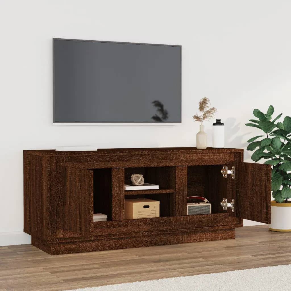 Barna tölgy színű szerelt fa tv-szekrény 102x35x45 cm Barna tölgy színű szerelt fa tv-szekrény 102x35x45 cm