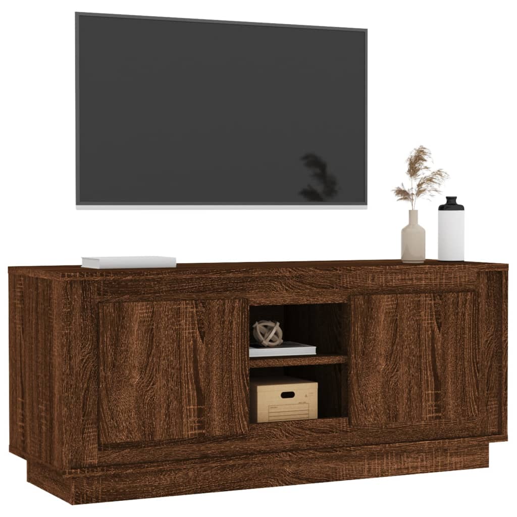 Barna tölgy színű szerelt fa tv-szekrény 102x35x45 cm Barna tölgy színű szerelt fa tv-szekrény 102x35x45 cm
