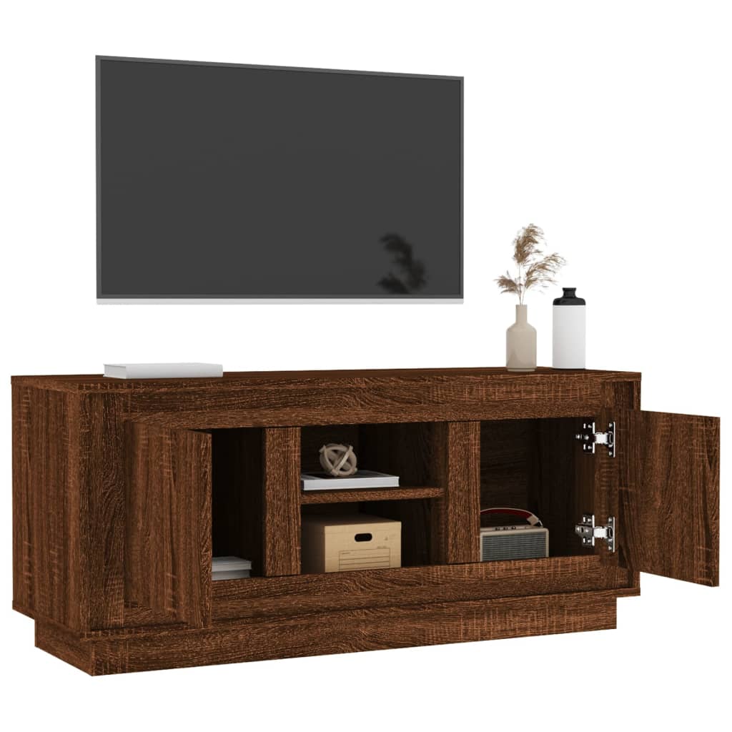 Barna tölgy színű szerelt fa tv-szekrény 102x35x45 cm Barna tölgy színű szerelt fa tv-szekrény 102x35x45 cm