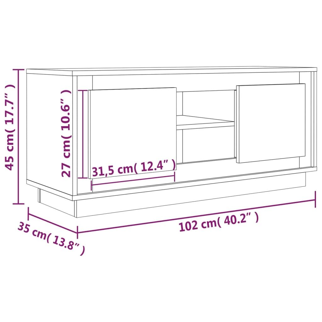 Barna tölgy színű szerelt fa tv-szekrény 102x35x45 cm Barna tölgy színű szerelt fa tv-szekrény 102x35x45 cm