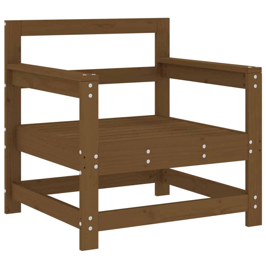 2 db mézbarna tömör fenyőfa kerti szék párnákkal