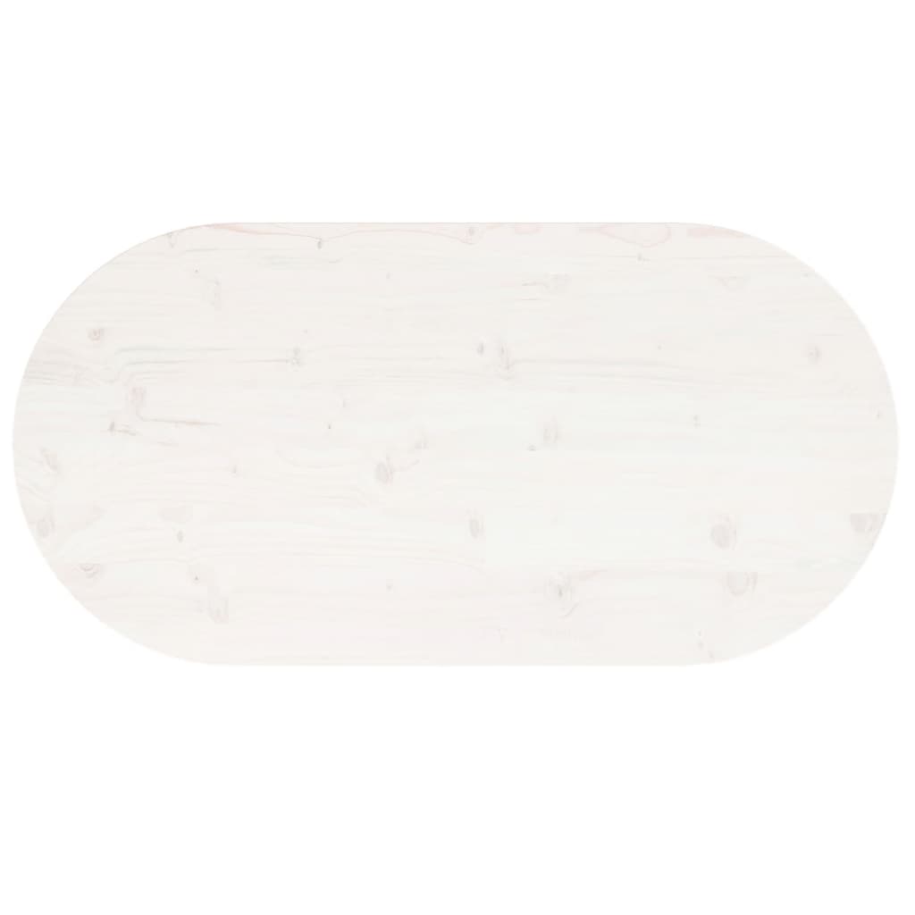 Fehér tömör fenyőfa ovális asztallap 110x55x2,5 cm