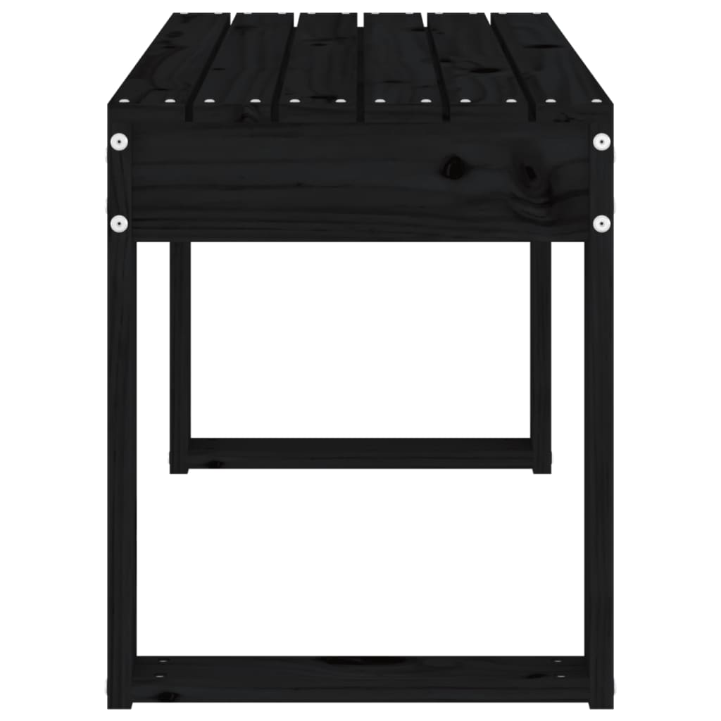 Fekete tömör fenyőfa kerti pad 80x38x45 cm