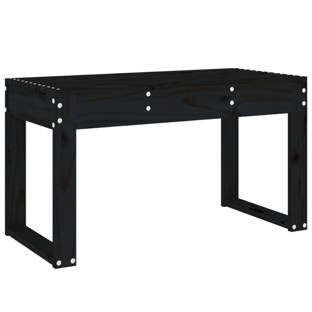 Fekete tömör fenyőfa kerti pad 80x38x45 cm