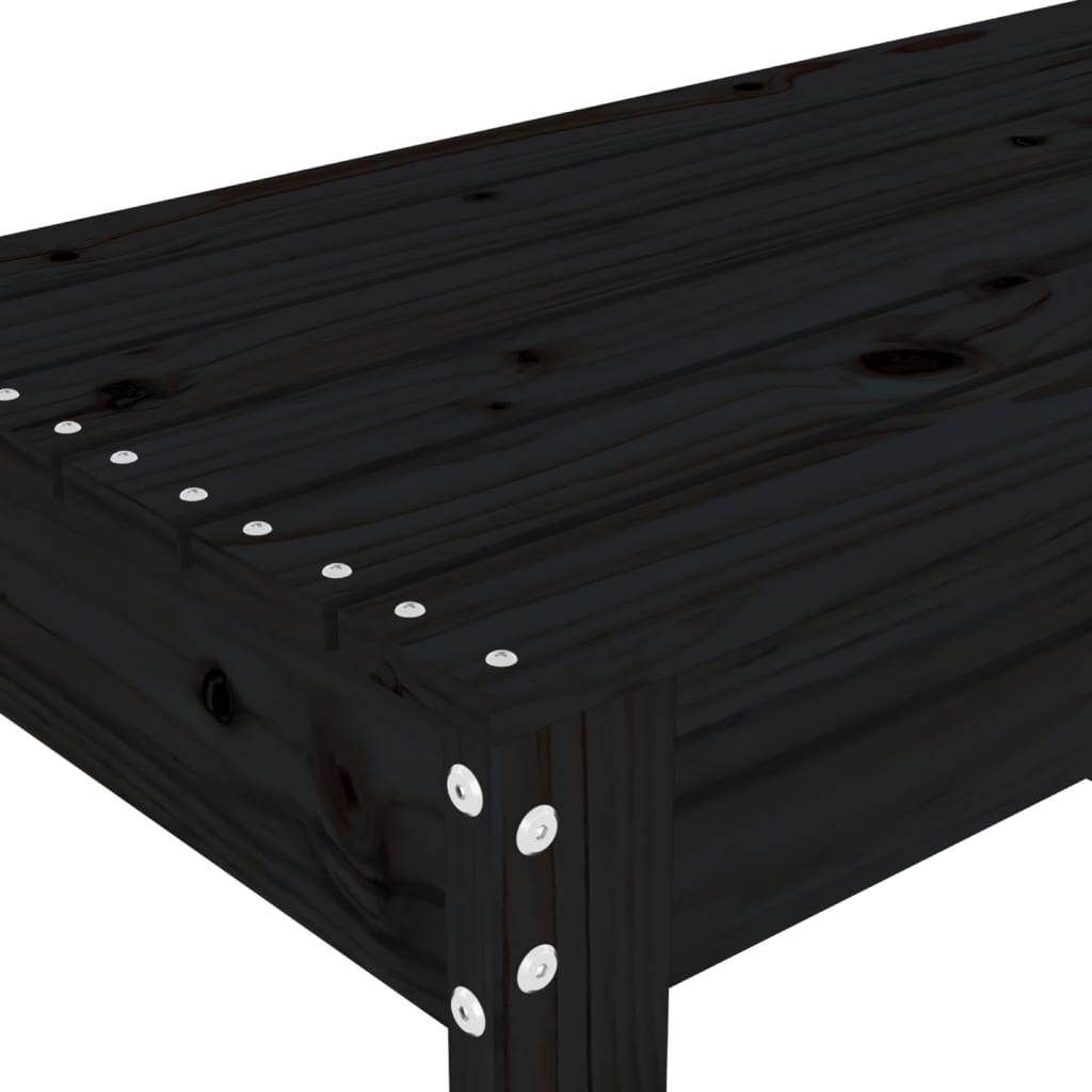 Fekete tömör fenyőfa kerti pad 80x38x45 cm