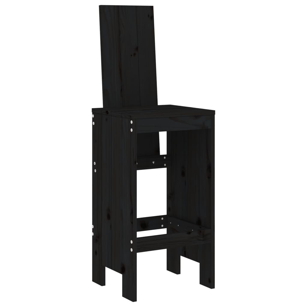 2 db fekete tömör fenyőfa bárszék 40x42x120 cm
