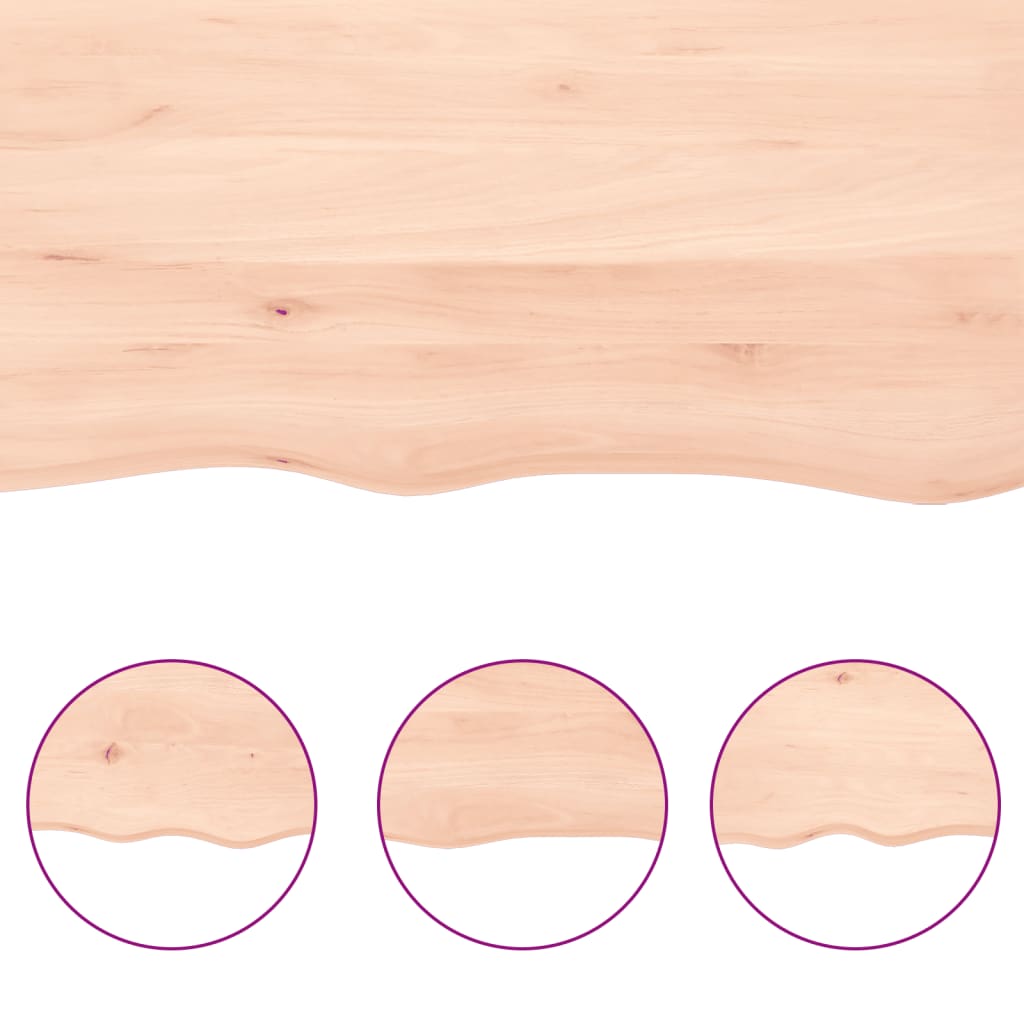 Asztallap 60x60x2 cm kezeletlen tömörfa tölgyfa élőszegélyes