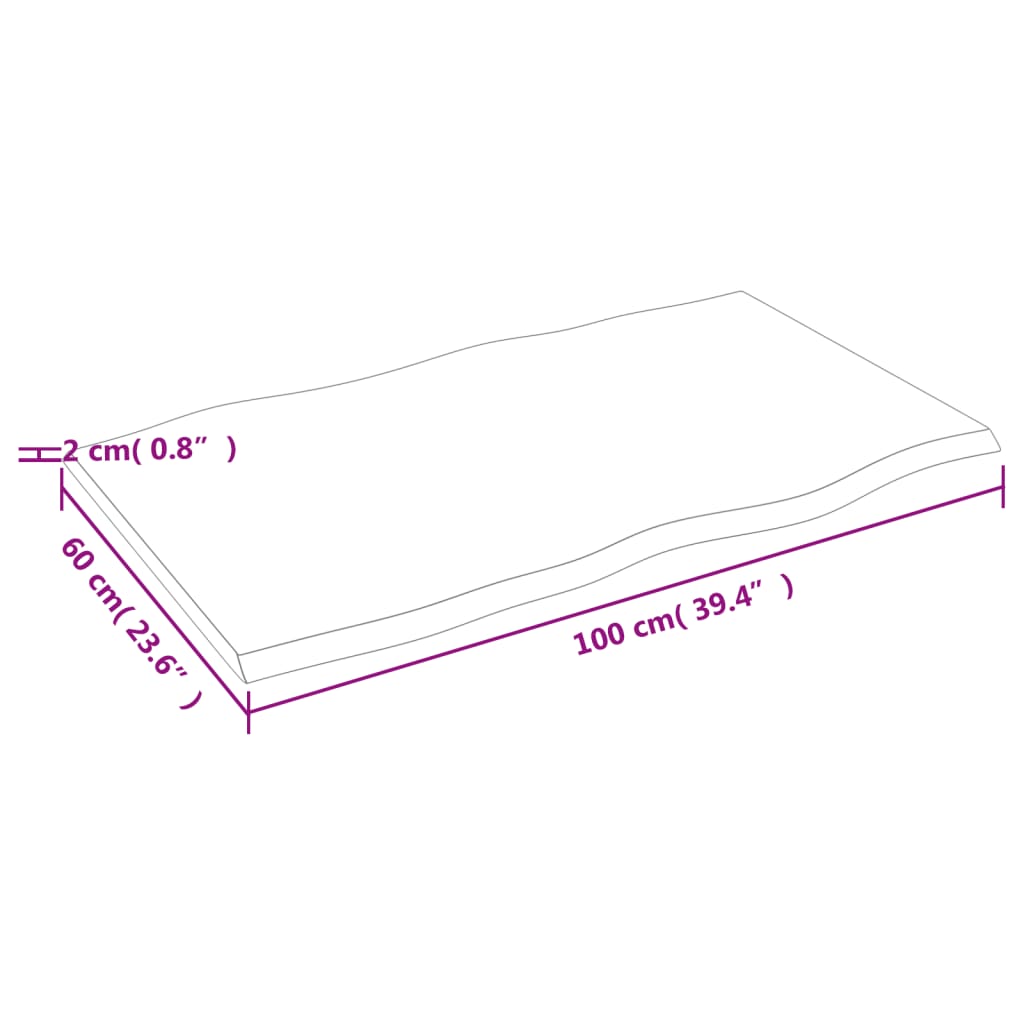Asztallap 100x60x2 cm kezeletlen tömörfa tölgyfa élőszegélyes Asztallap 100x60x2 cm kezeletlen tömörfa tölgyfa élőszegélyes