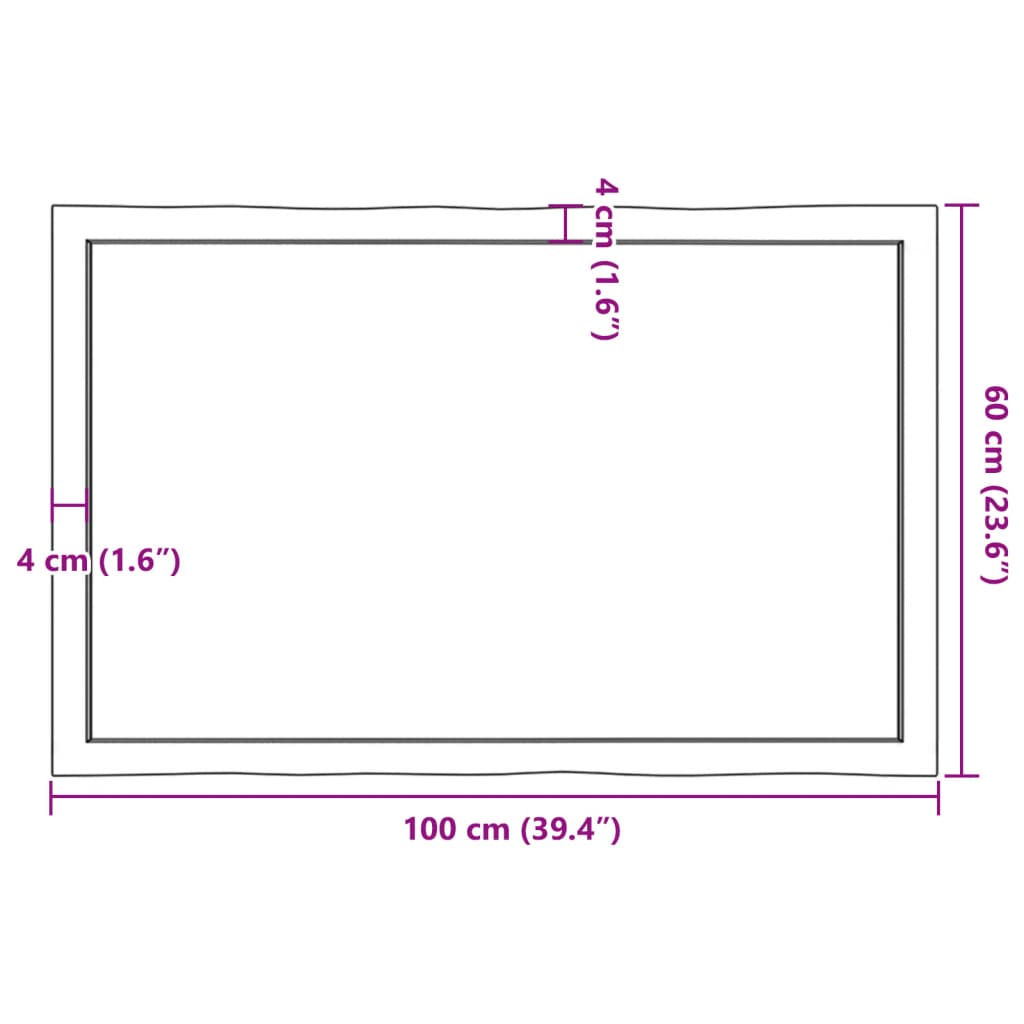 Asztallap 100x60x(2-4) cm kezeletlen tömör fa élőszegélyes Asztallap 100x60x(2-4) cm kezeletlen tömör fa élőszegélyes