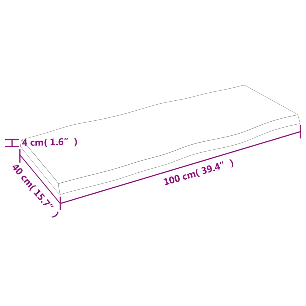 Világosbarna asztallap 100x40x(2-4)cm kezelt tömör élőszegélyes