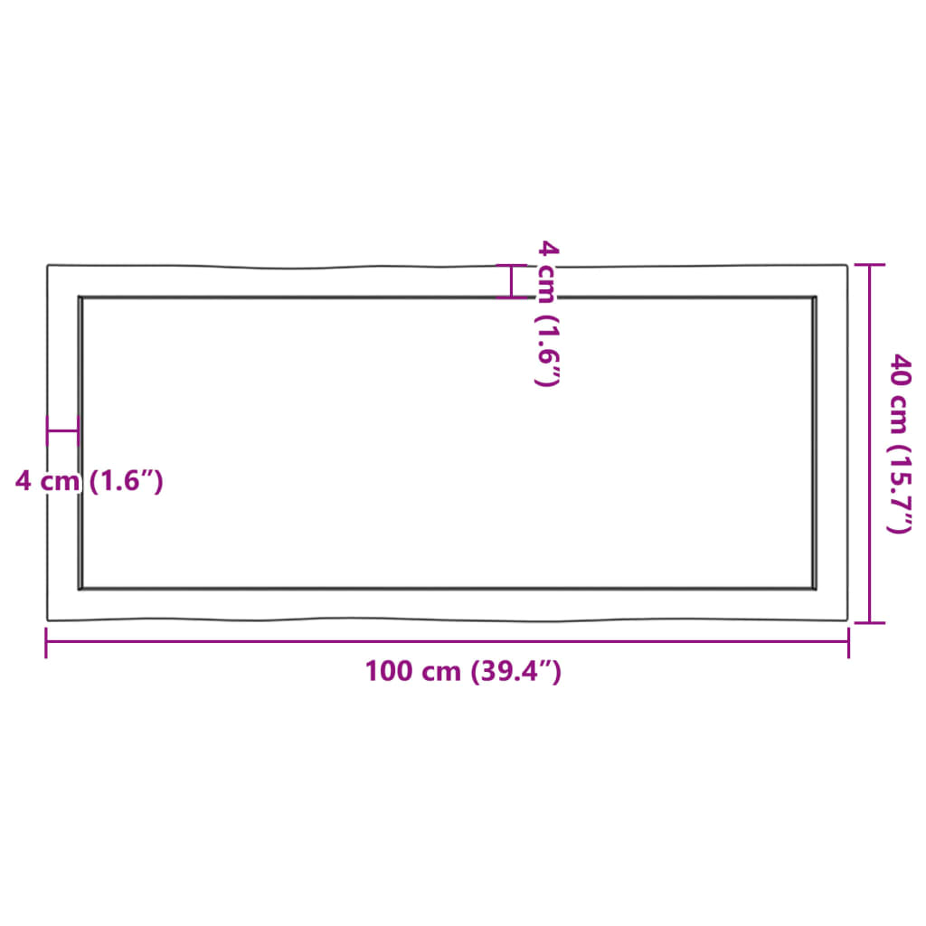 Világosbarna asztallap 100x40x(2-4)cm kezelt tömör élőszegélyes