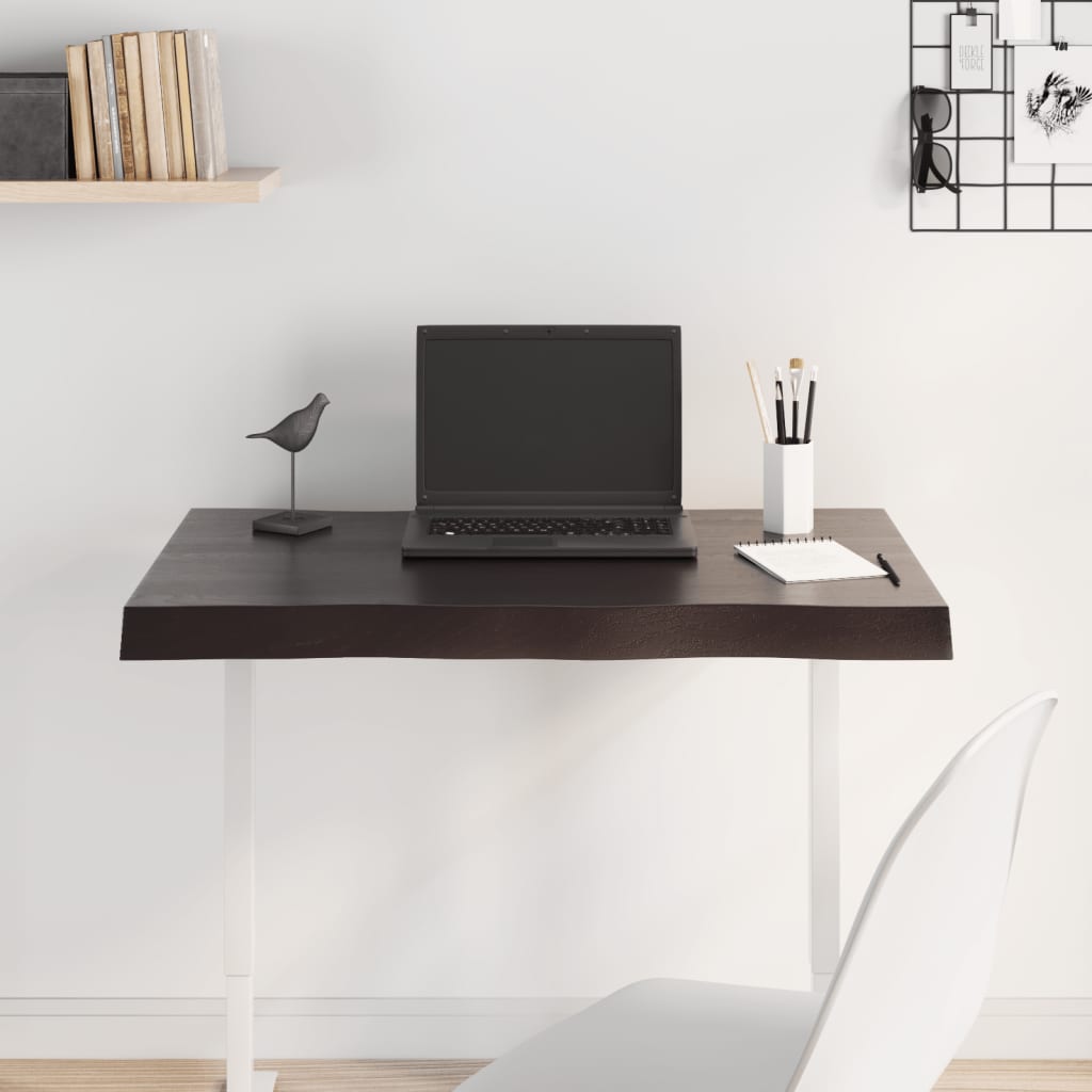 Sötétbarna kezelt tömör tölgyfa asztallap 80 x 50 x 2 cm