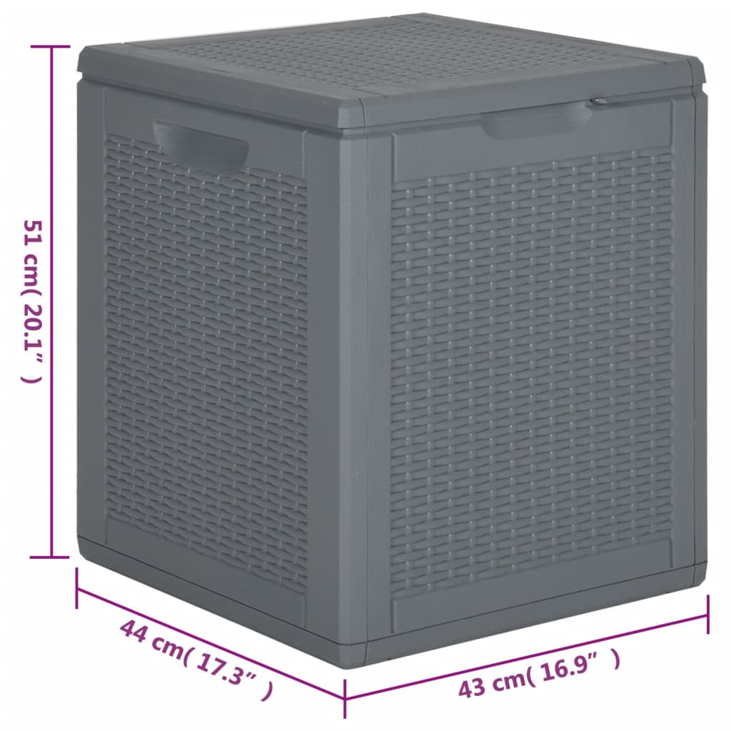 Szürke pp rattan kerti tárolóláda 90 l