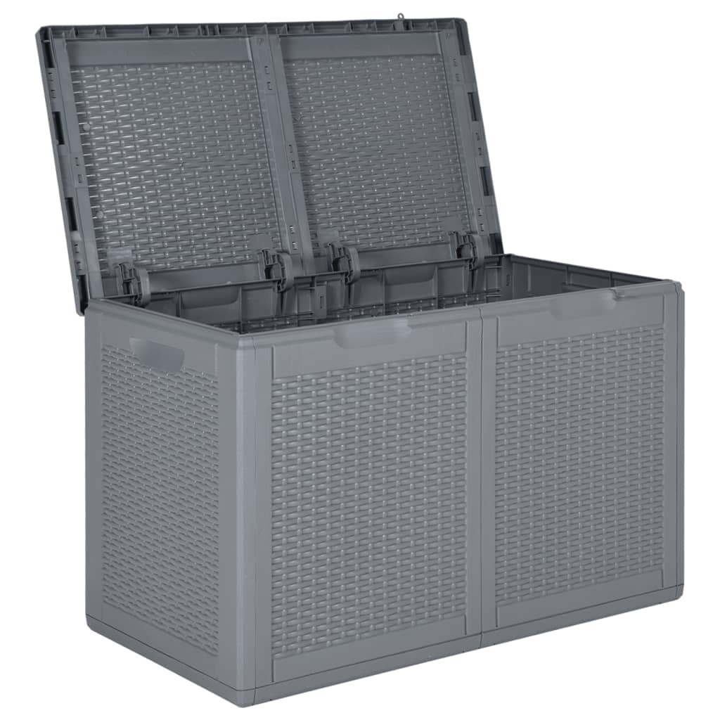 Szürke pp rattan kerti tárolóláda 180 l