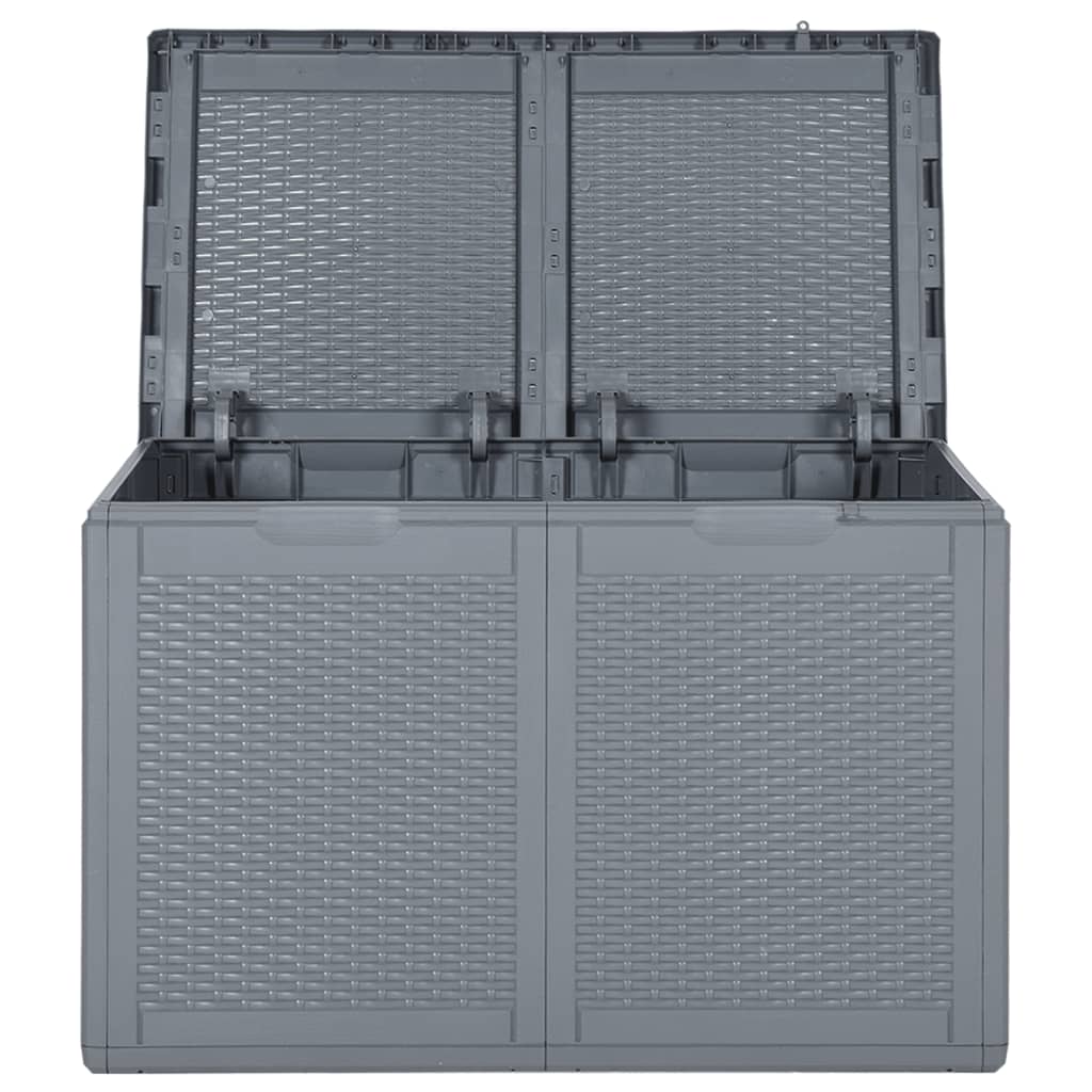 Szürke pp rattan kerti tárolóláda 180 l