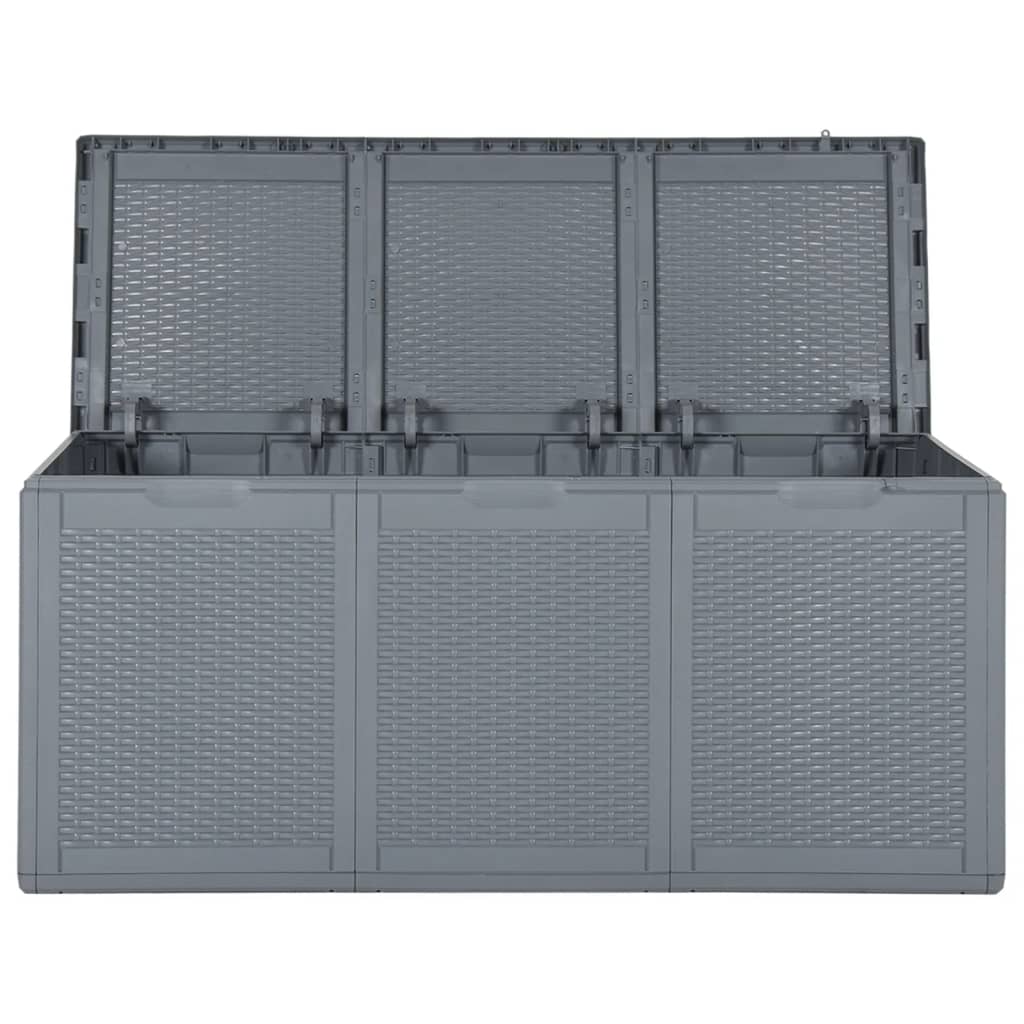 Szürke pp rattan kerti tárolóláda 270 l
