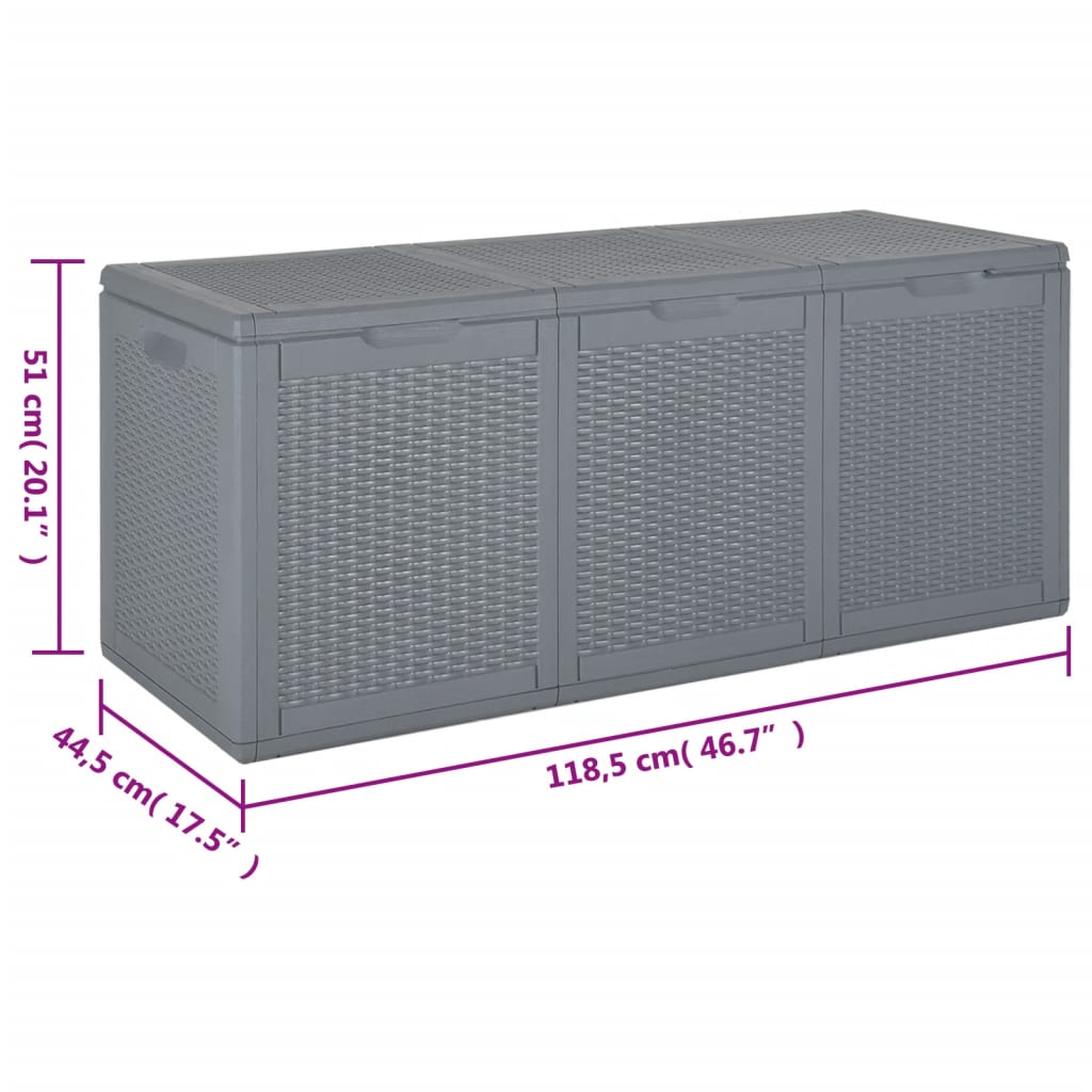 Szürke pp rattan kerti tárolóláda 270 l