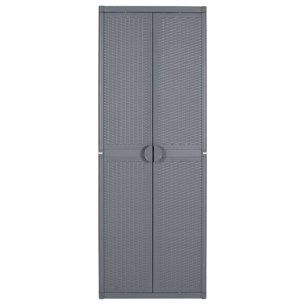 Szürke pp rattan kerti tárolószekrény 65 x 45 x 172 cm