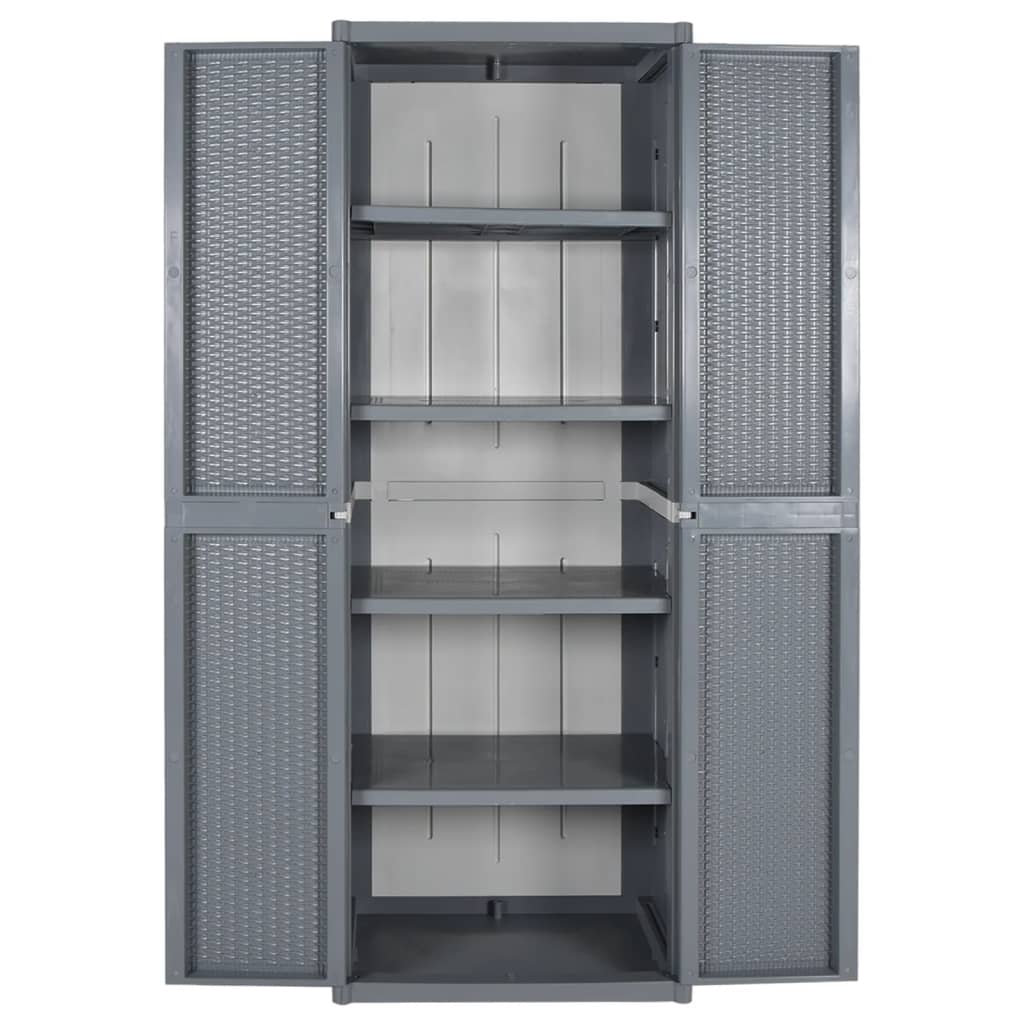 Szürke pp rattan kerti tárolószekrény 65 x 45 x 172 cm
