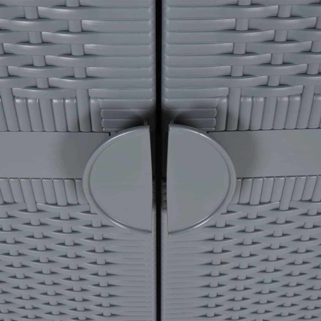Szürke pp rattan kerti tárolószekrény 65 x 45 x 172 cm