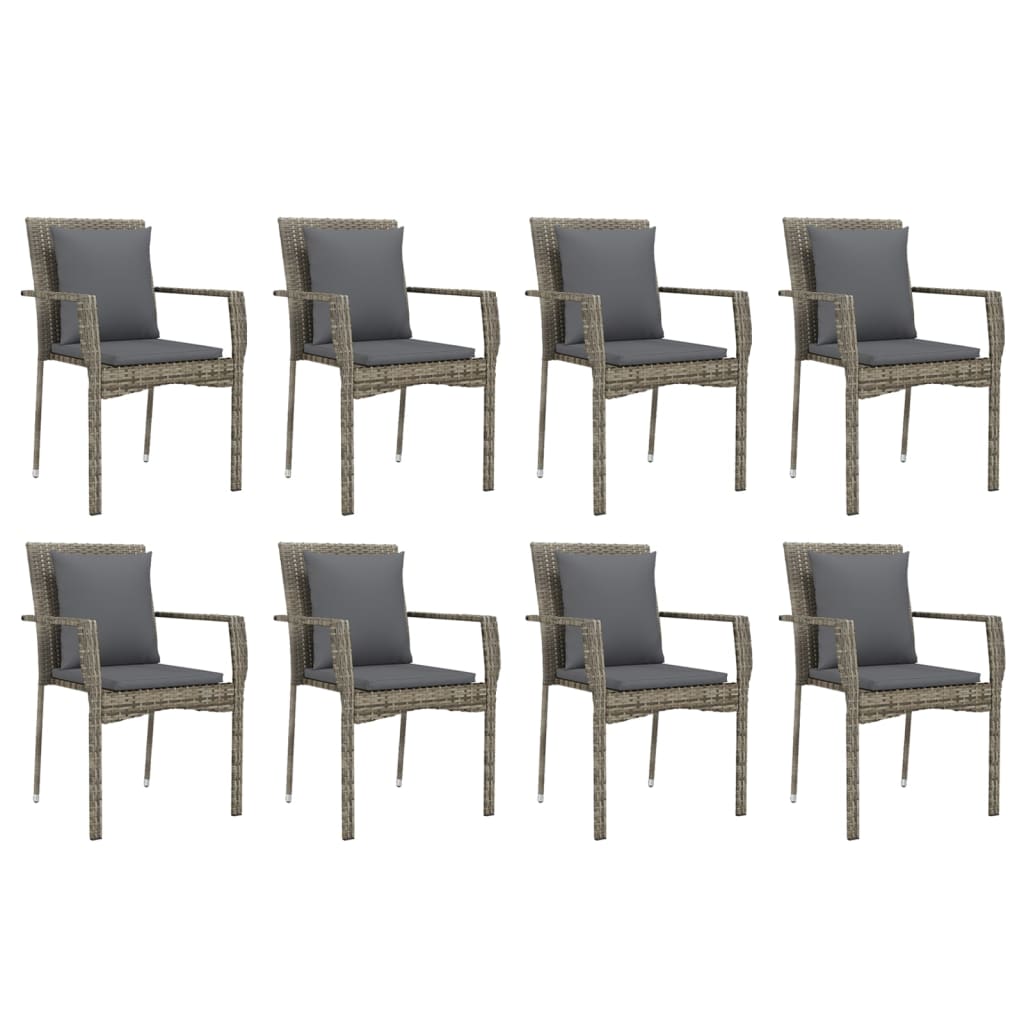 9-részes szürke polyrattan kerti ülőgarnitúra párnákkal