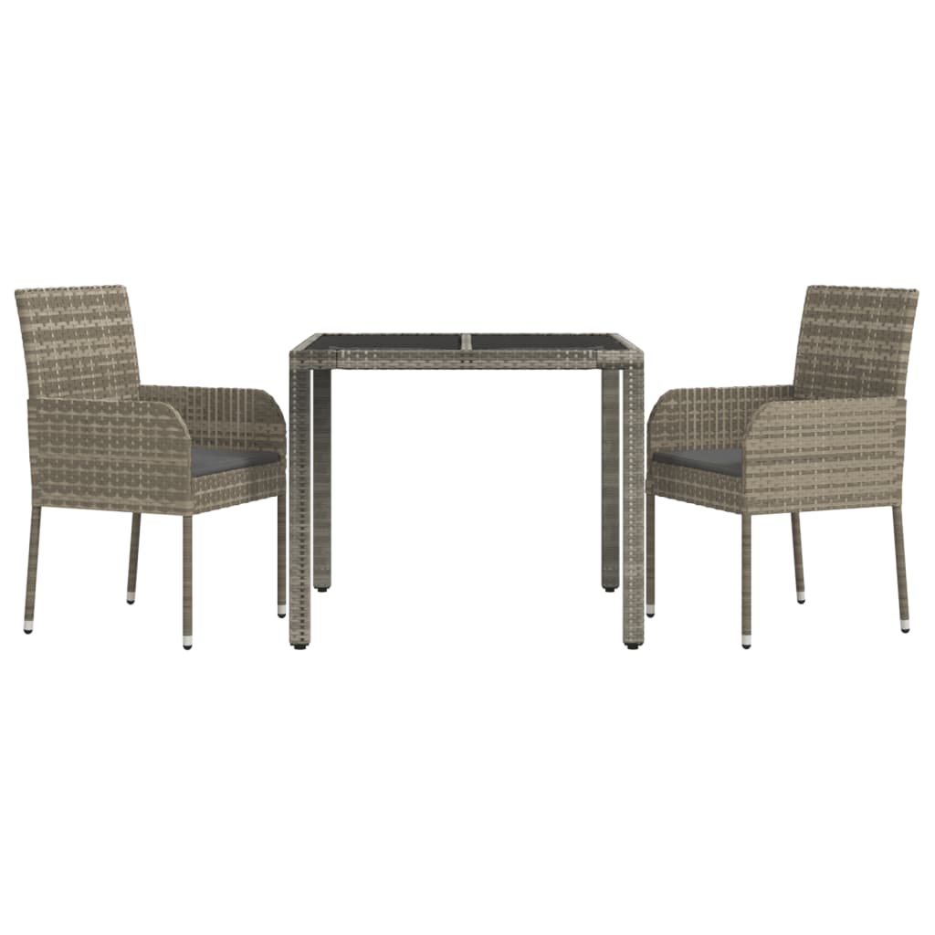 3 részes szürke polyrattan kerti étkezőgarnitúra párnával 3 részes szürke polyrattan kerti étkezőgarnitúra párnával