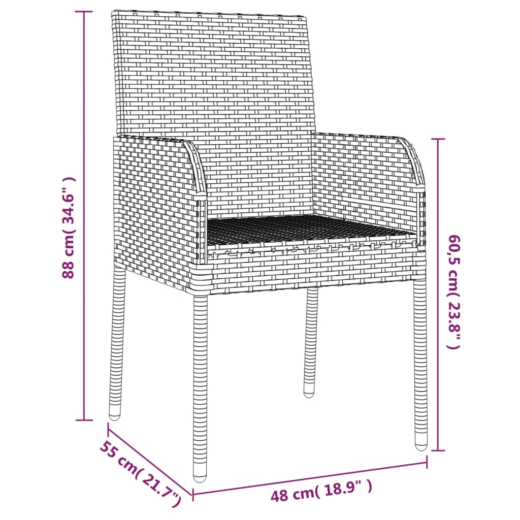 3 részes szürke polyrattan kerti étkezőgarnitúra párnával 3 részes szürke polyrattan kerti étkezőgarnitúra párnával