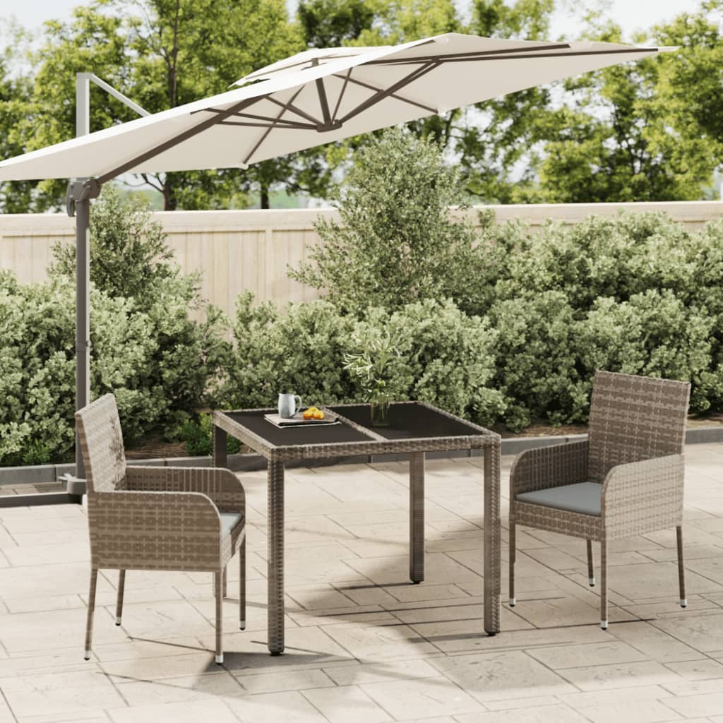 3 részes szürke polyrattan kerti étkezőgarnitúra párnával 3 részes szürke polyrattan kerti étkezőgarnitúra párnával