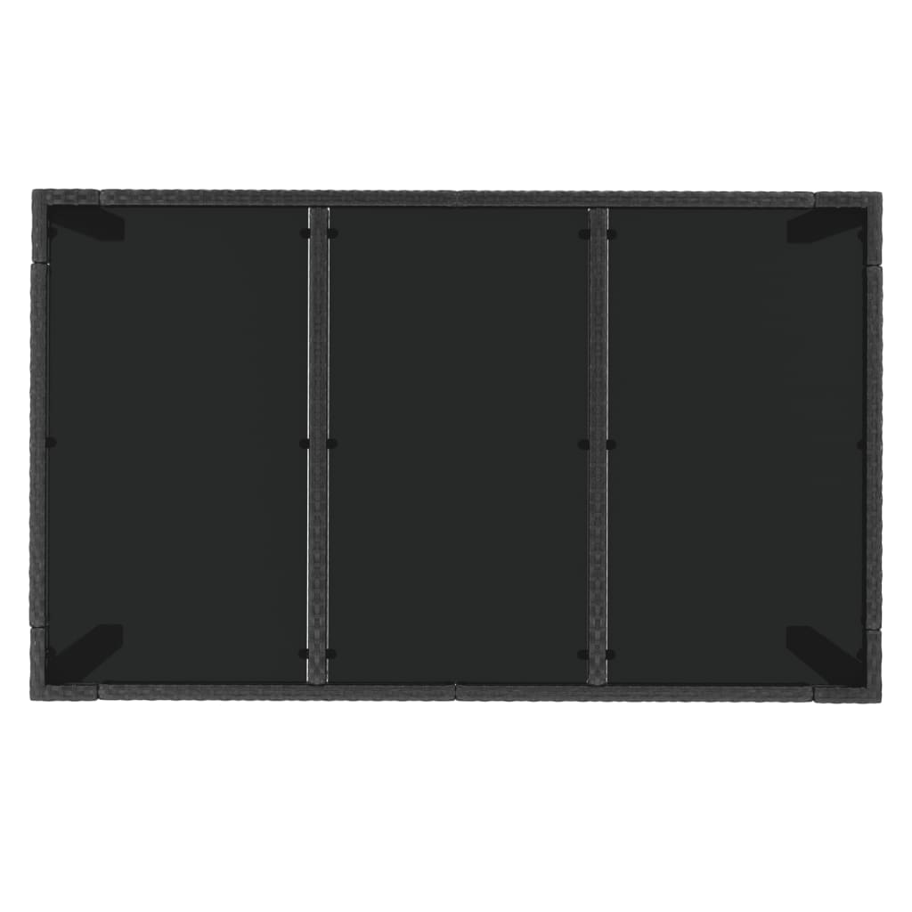 7 részes fekete és szürke polyrattan kerti étkezőszett párnával