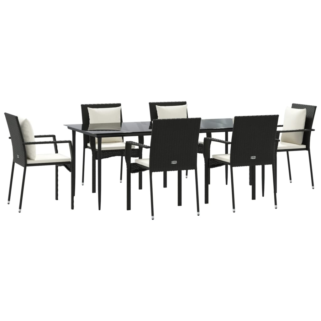 7 részes fekete polyrattan kerti ülőgarnitúra párnákkal 7 részes fekete polyrattan kerti ülőgarnitúra párnákkal