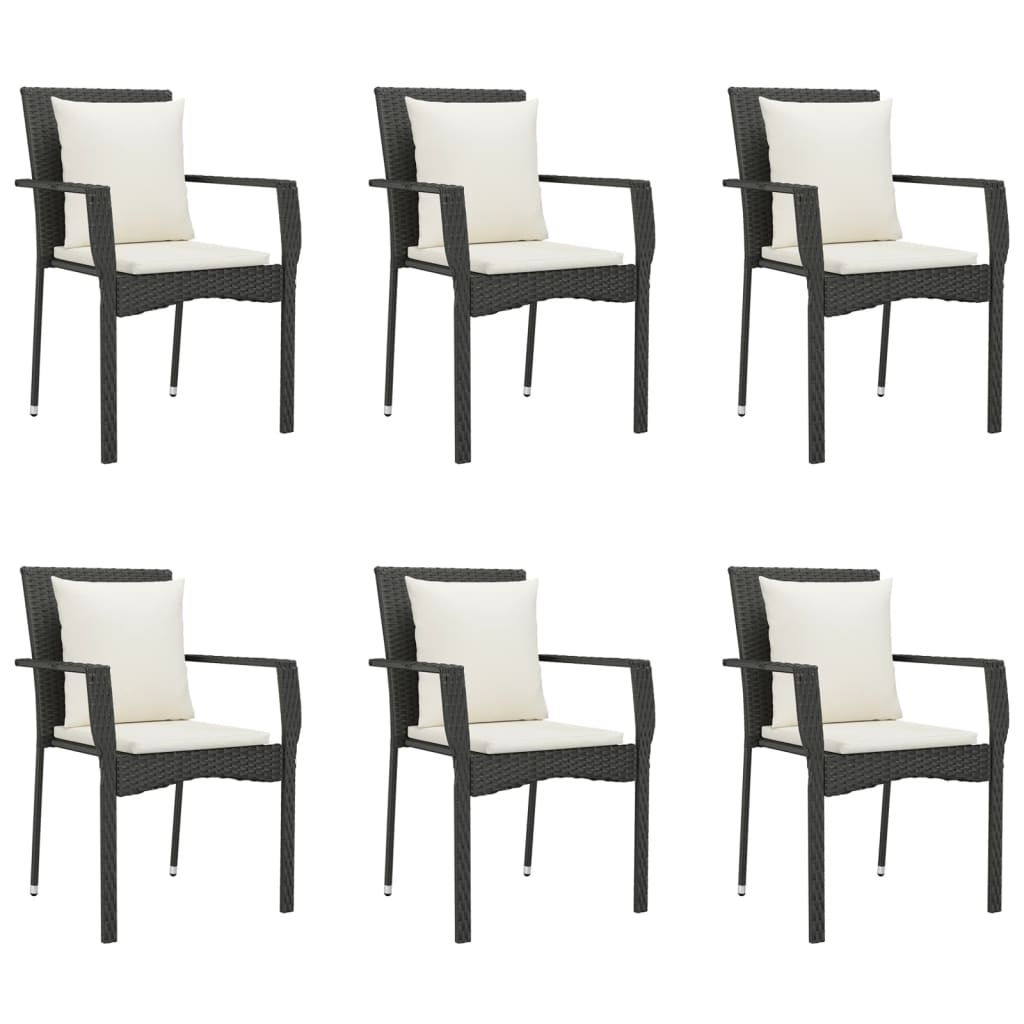 7 részes fekete polyrattan kerti ülőgarnitúra párnákkal 7 részes fekete polyrattan kerti ülőgarnitúra párnákkal