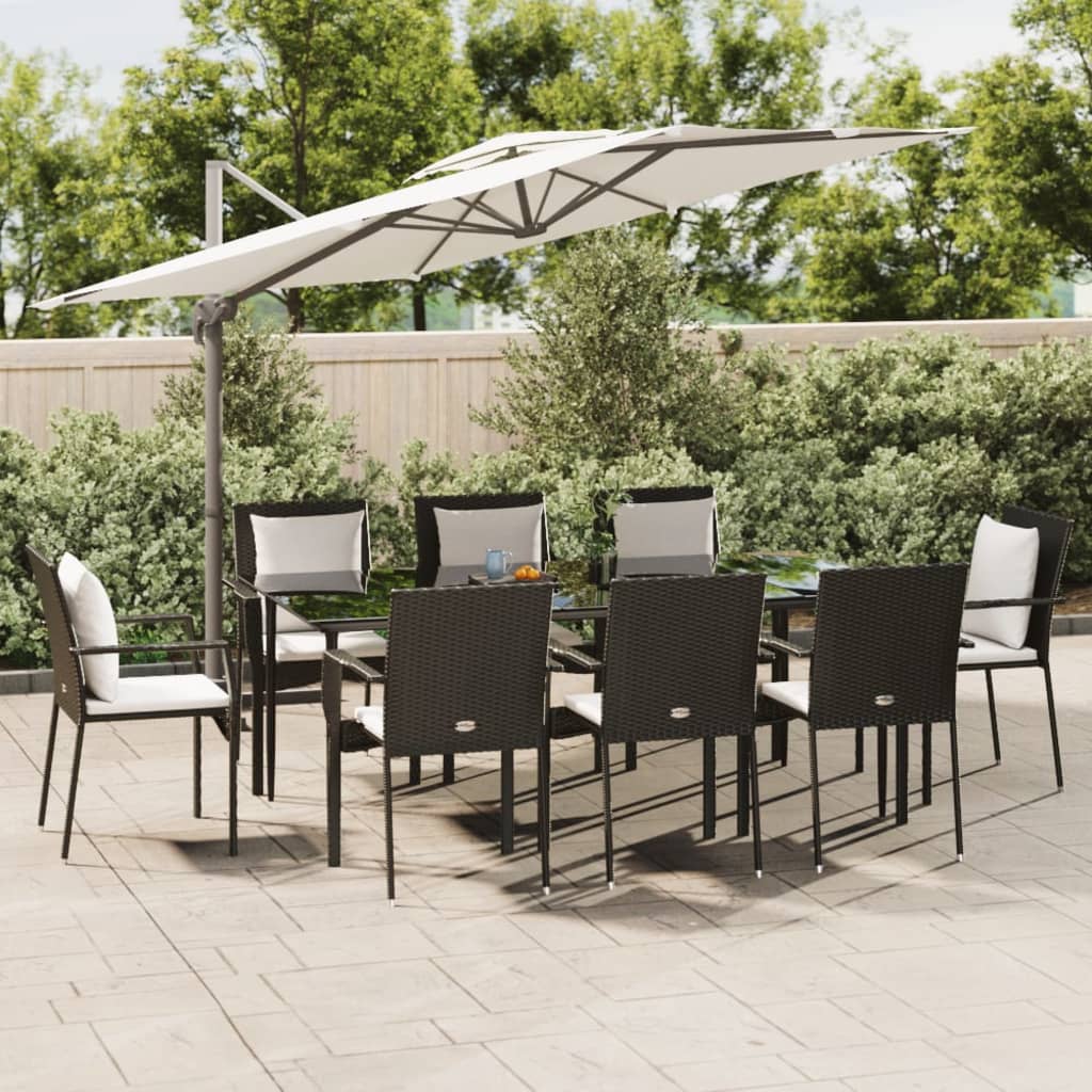7 részes fekete polyrattan kerti ülőgarnitúra párnákkal 7 részes fekete polyrattan kerti ülőgarnitúra párnákkal