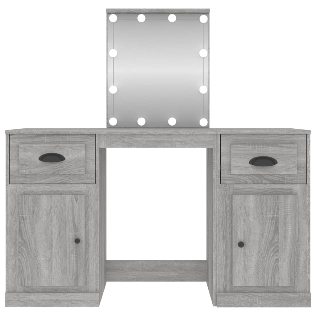 Szürke sonoma színű fésülködőasztal led-del 130x50x132,5 cm