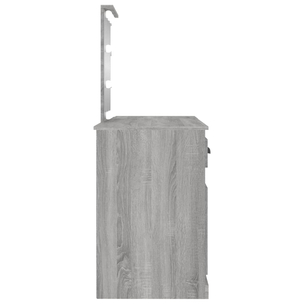 Szürke sonoma színű fésülködőasztal led-del 130x50x132,5 cm