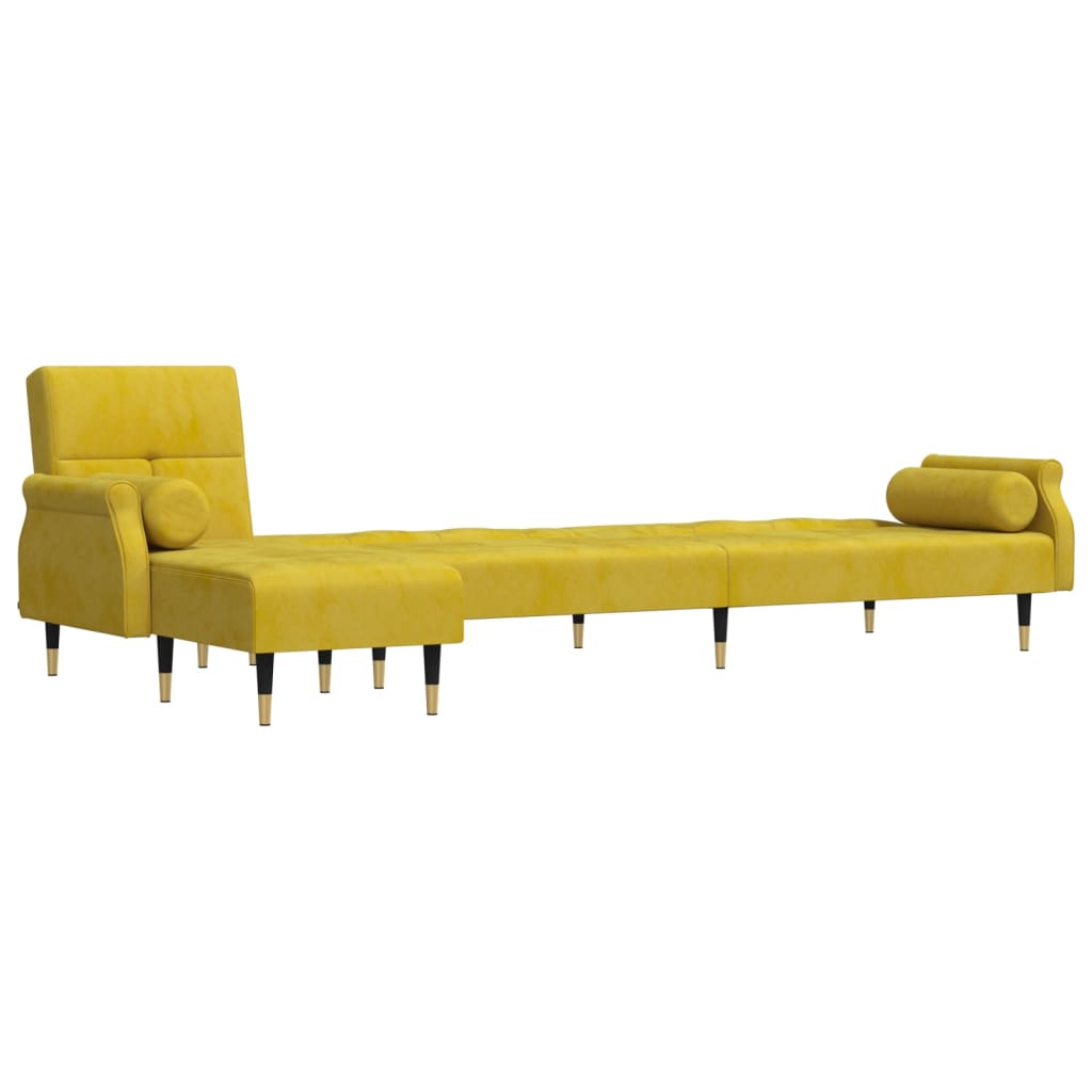 Sárga l-alakú bársony kanapéágy 271x140x70 cm Sárga l-alakú bársony kanapéágy 271x140x70 cm