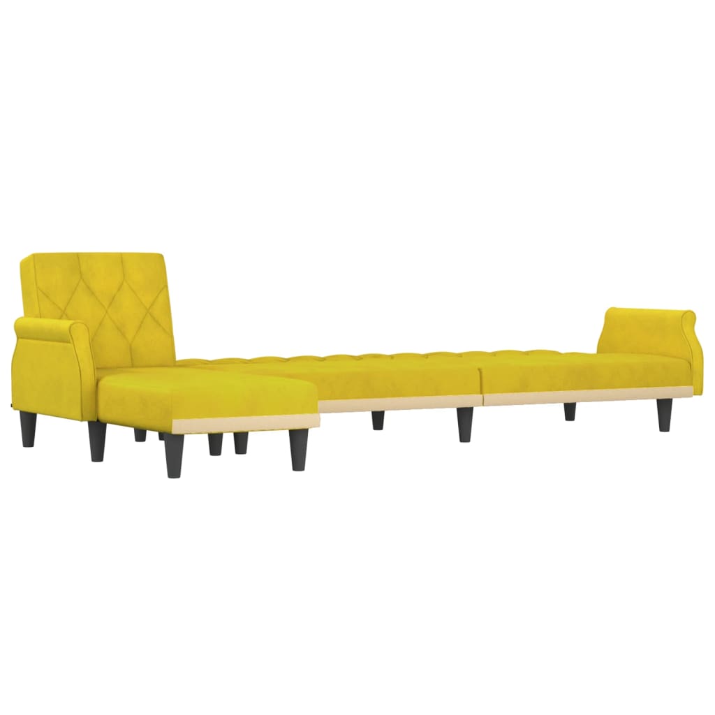 Sárga l-alakú bársony kanapéágy 271x140x70 cm Sárga l-alakú bársony kanapéágy 271x140x70 cm