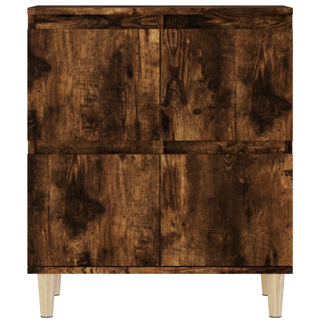 2 db füstös tölgy színű szerelt fa tálalószekrény 60x35x70 cm