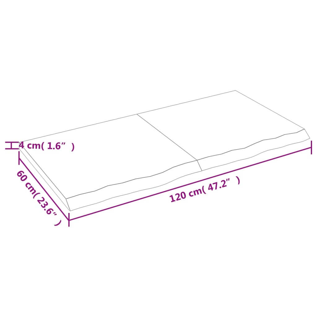 Kezeletlen tömör tölgyfa asztallap 120x60x4 cm Kezeletlen tömör tölgyfa asztallap 120x60x4 cm