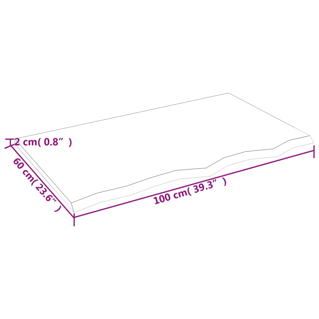 Világosbarna kezelt tömör tölgyfa asztallap 100 x 60 x 2 cm Világosbarna kezelt tömör tölgyfa asztallap 100 x 60 x 2 cm