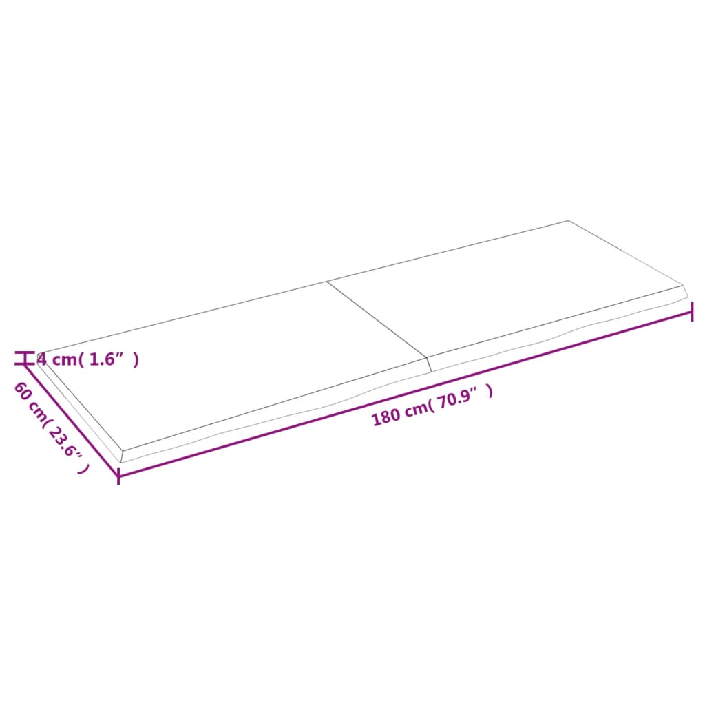 Világosbarna kezelt tömör tölgyfa asztallap 180x60x4 cm