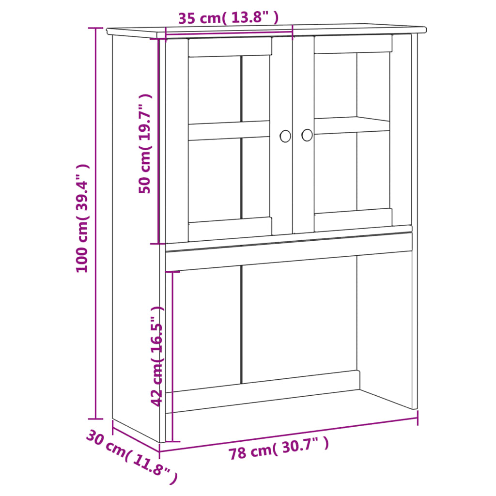 Vigo tömör fenyőfa komód felső 78x30x100 cm