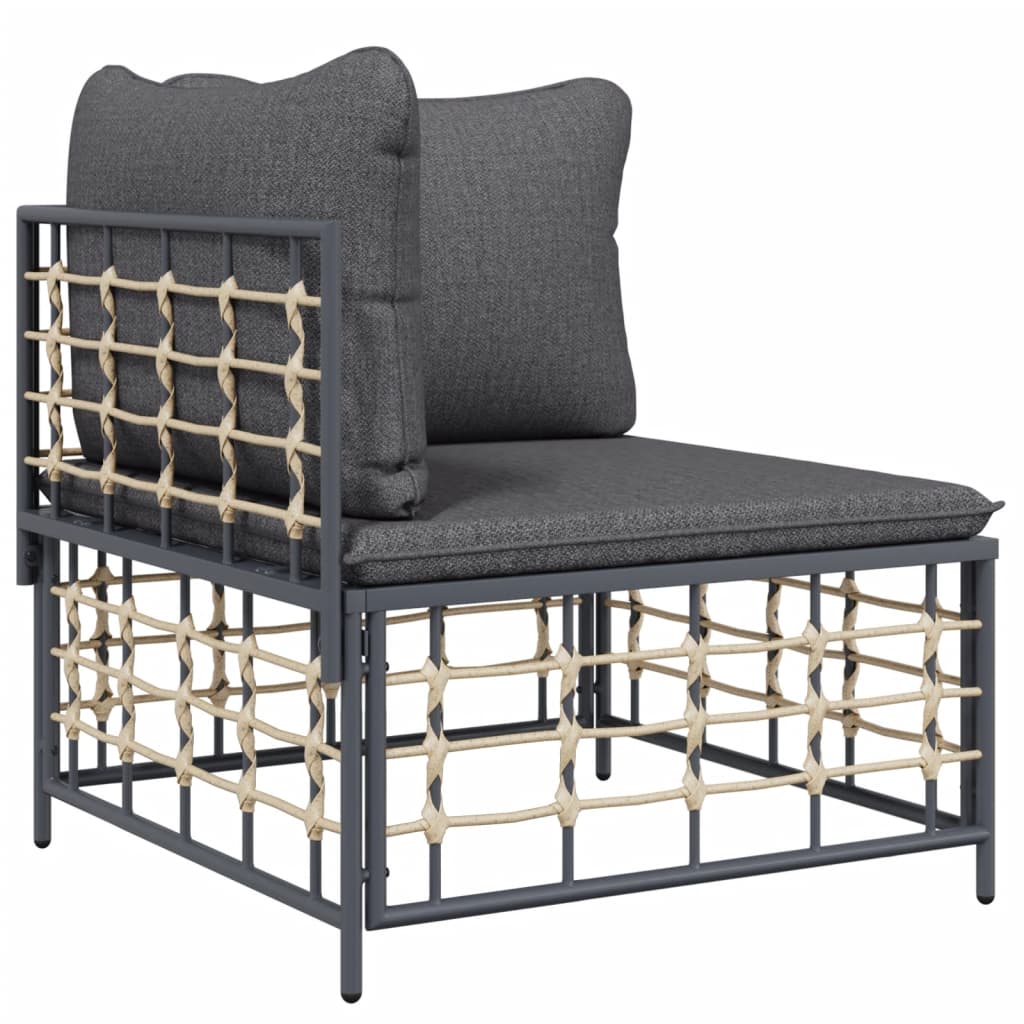 6-részes antracitszürke polyrattan kerti ülőgarnitúra párnákkal 6-részes antracitszürke polyrattan kerti ülőgarnitúra párnákkal