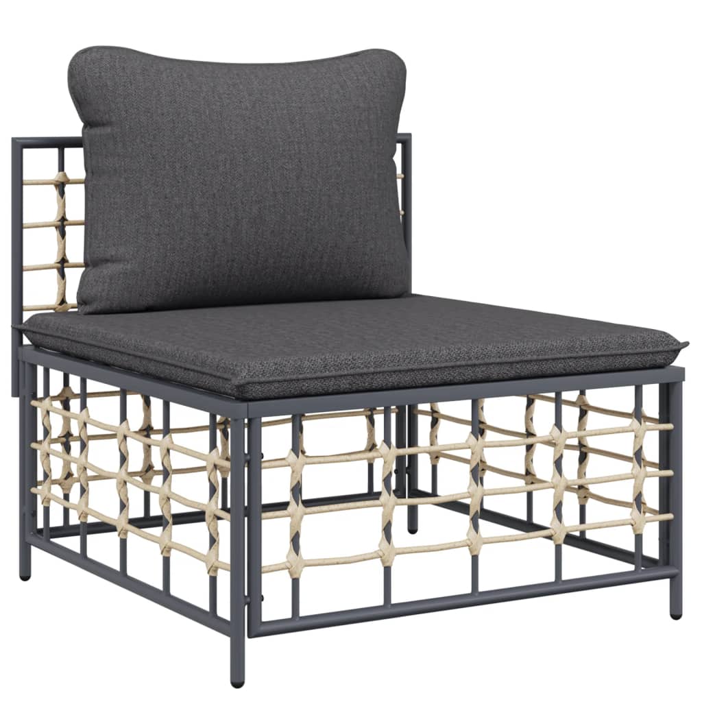 6-részes antracitszürke polyrattan kerti ülőgarnitúra párnákkal 6-részes antracitszürke polyrattan kerti ülőgarnitúra párnákkal