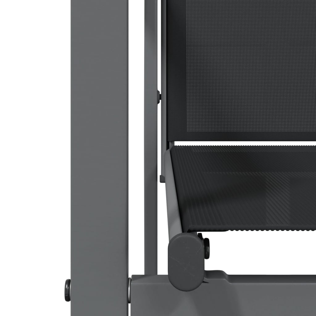 3-részes fekete textilén és acél kerti pihenőgarnitúra