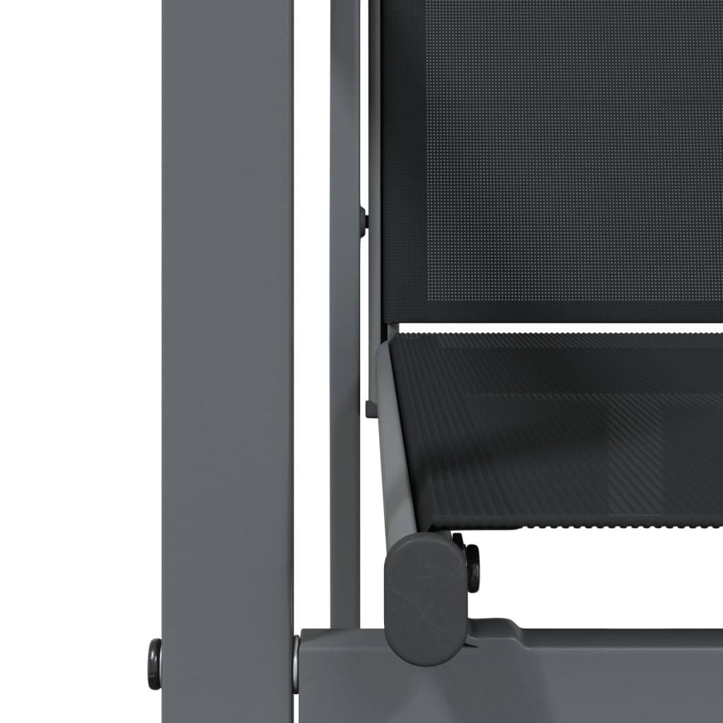 7-részes fekete textilén és acél kerti pihenőgarnitúra