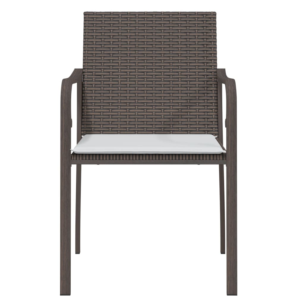 4 db barna polyrattan kerti szék párnával 56x59x84 cm